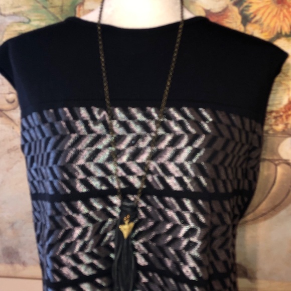 Sz XL Escada Shiloah Black and Silver Sleeveless Knit Top - Picture 6 of 16